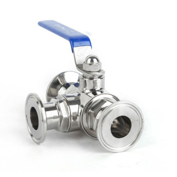 Food grade sanitary stainless steel SS304 SS316L three way clamped  Ball Valve from Wenzhou Santhai factory